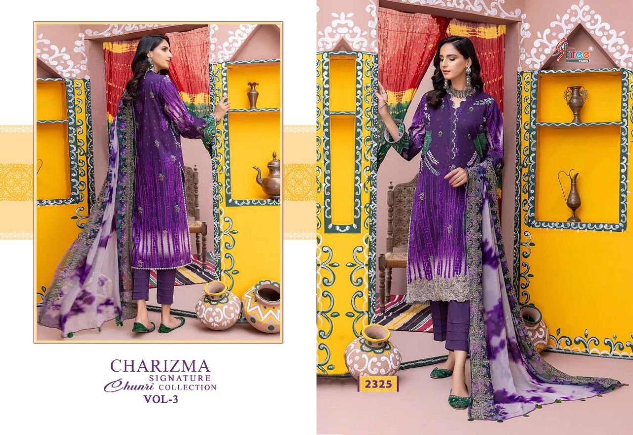 shree fabs Charizma chunri collection vol 3 lawn cotton salwar suit with chiffon dupatta catalog