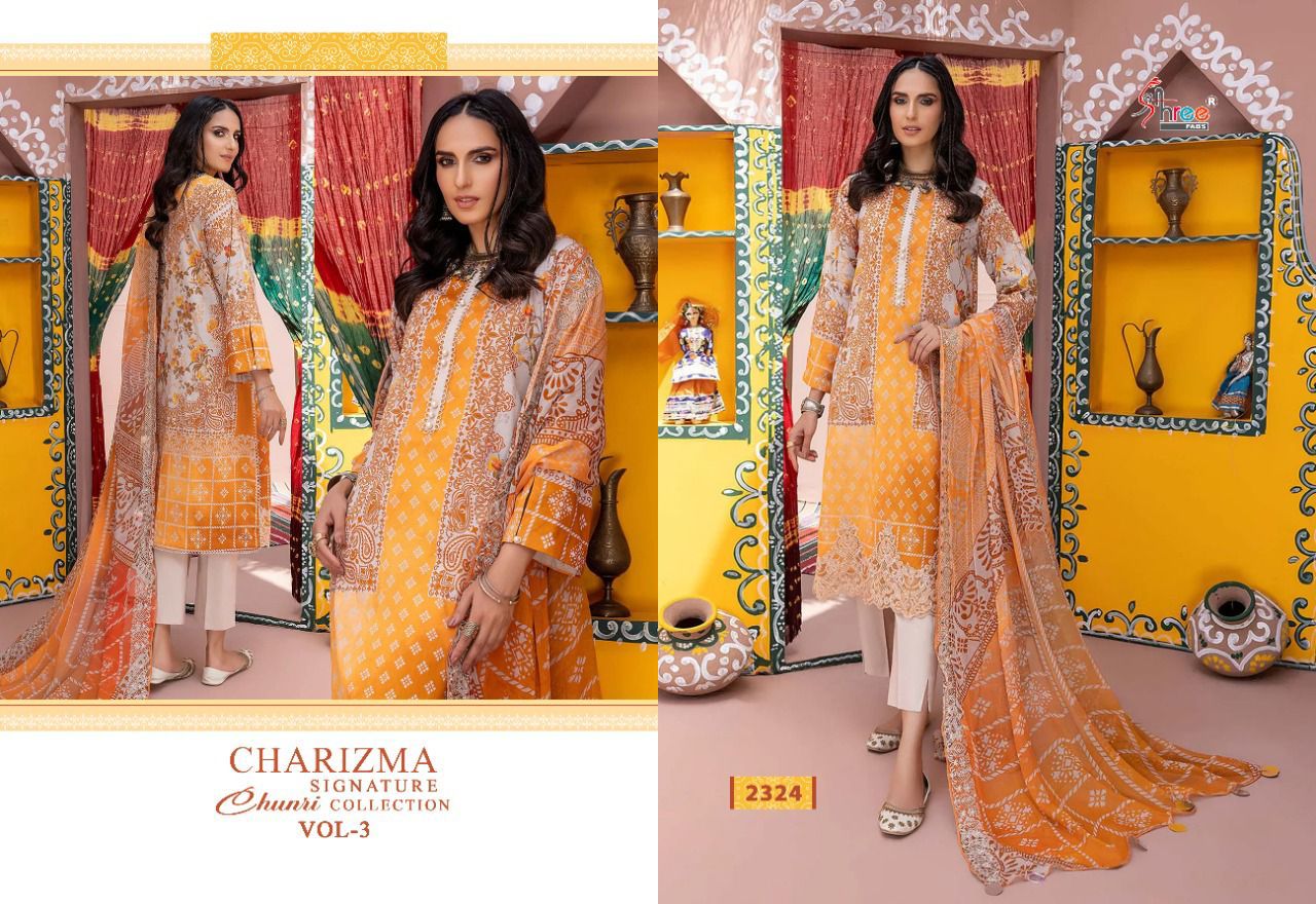 shree fabs Charizma chunri collection vol 3 lawn cotton salwar suit with chiffon dupatta catalog