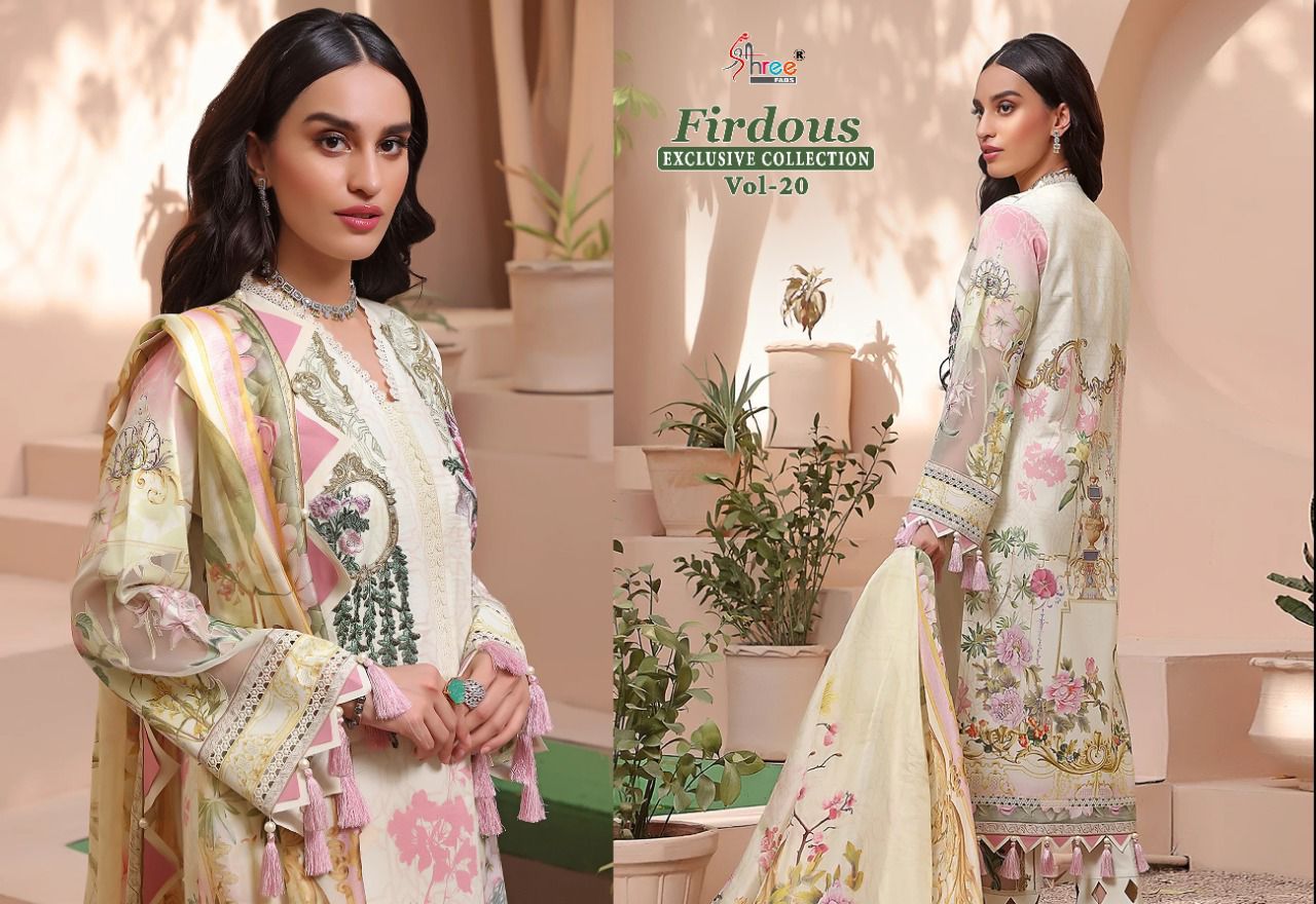 shree fabs firdous exclusive collection vol 20 pure jam cotton salwar suit with chiffon dupatta catalog