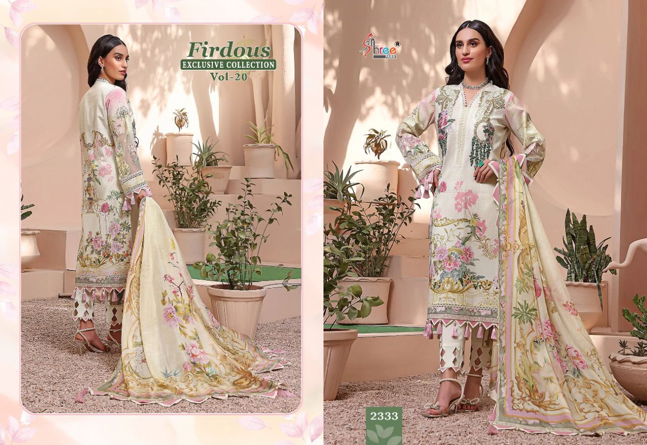 shree fabs firdous exclusive collection vol 20 pure jam cotton salwar suit with chiffon dupatta catalog