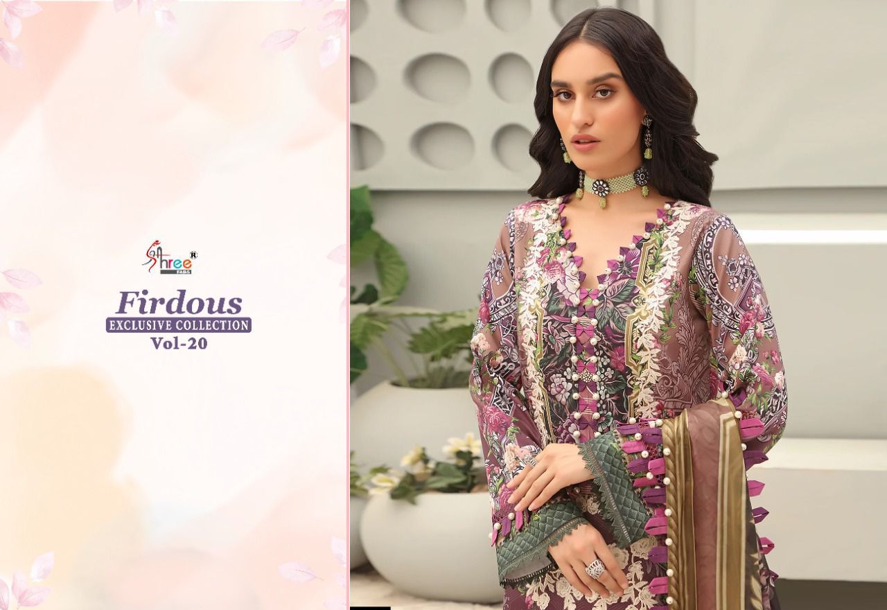 shree fabs firdous exclusive collection vol 20 pure jam cotton salwar suit with chiffon dupatta catalog