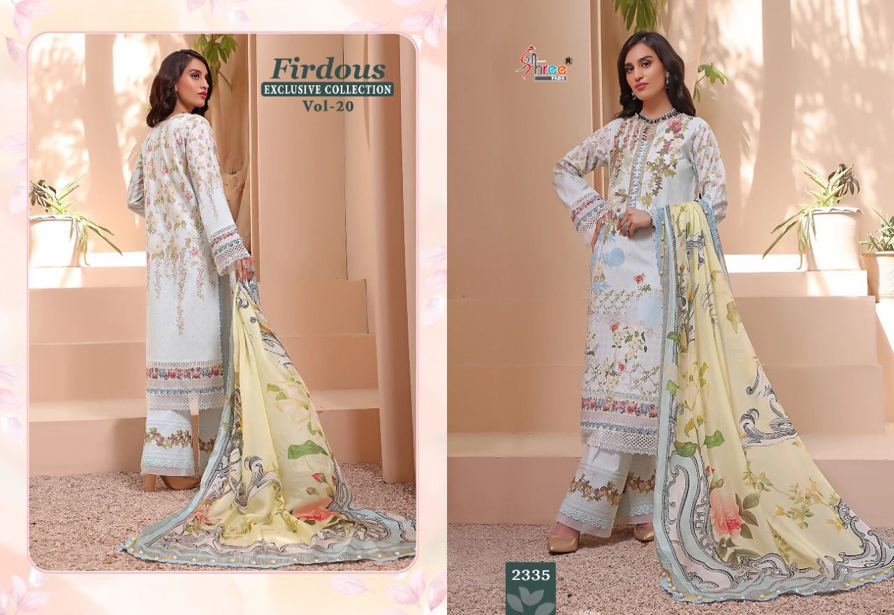 shree fabs firdous exclusive collection vol 20 pure jam cotton salwar suit with chiffon dupatta catalog