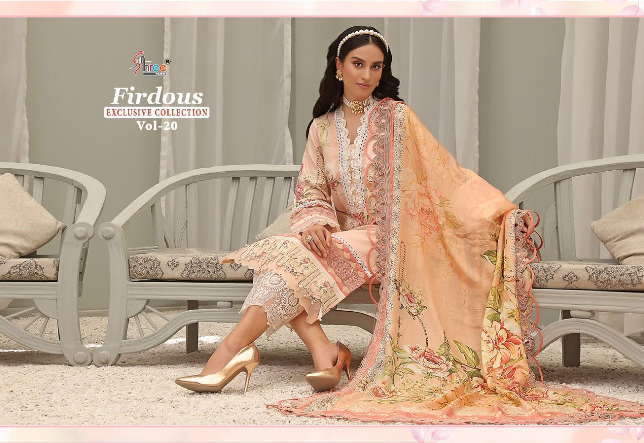 shree fabs firdous exclusive collection vol 20 pure jam cotton salwar suit with chiffon dupatta catalog