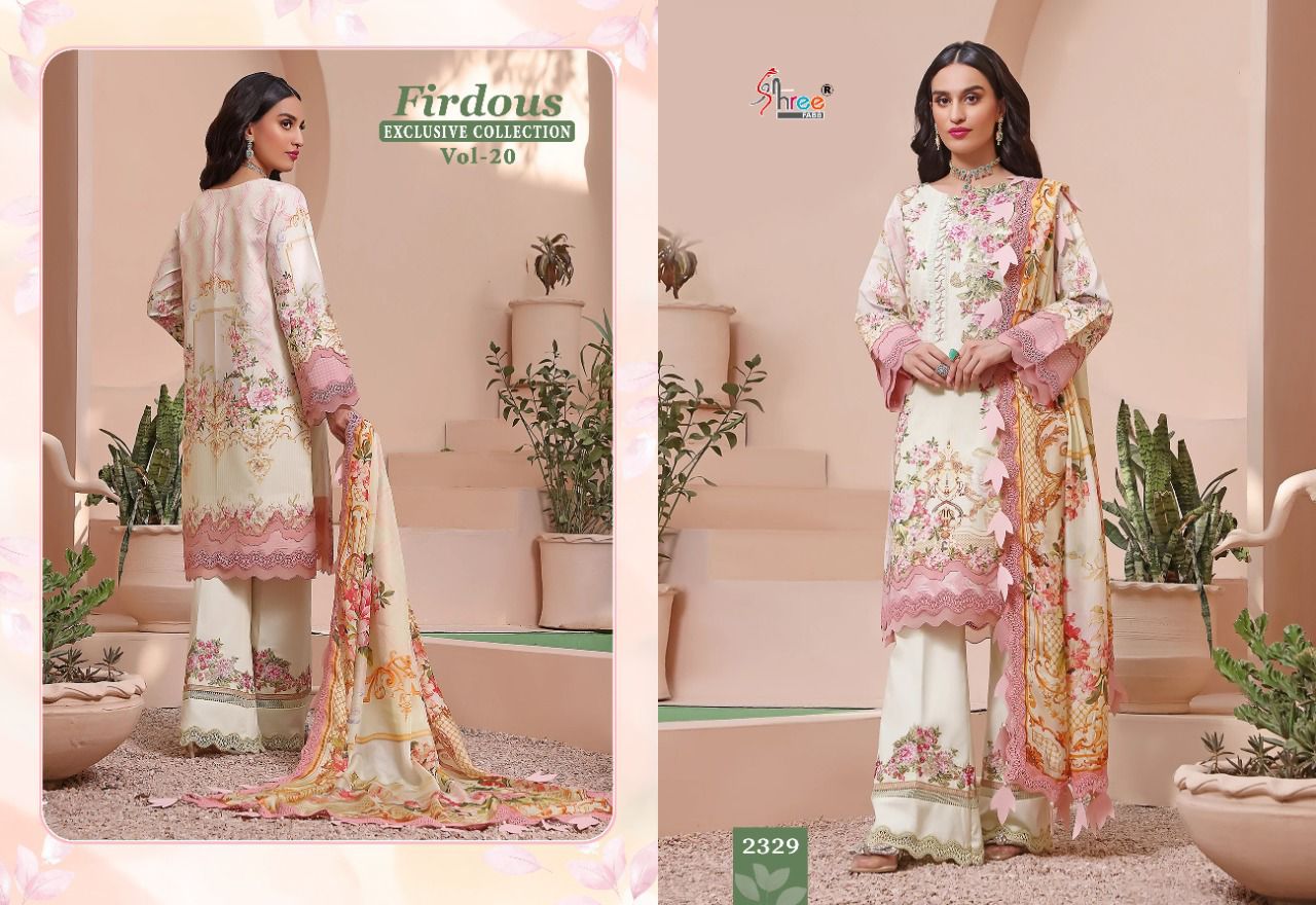 shree fabs firdous exclusive collection vol 20 pure jam cotton salwar suit with chiffon dupatta catalog