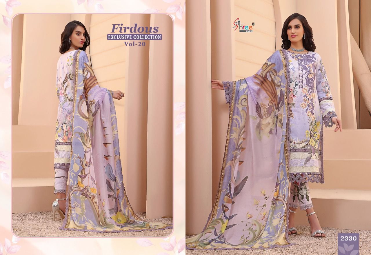 shree fabs firdous exclusive collection vol 20 pure jam cotton salwar suit with chiffon dupatta catalog