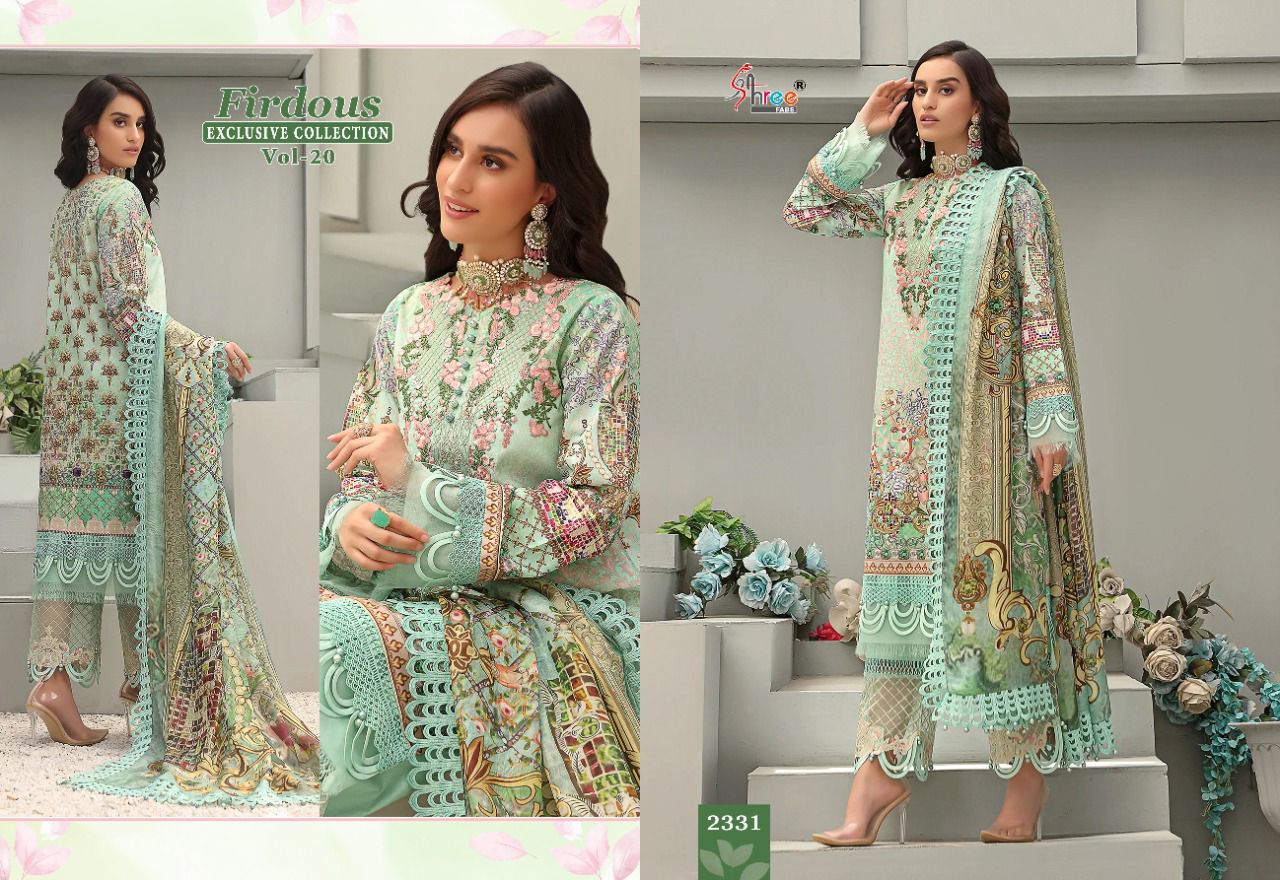 shree fabs firdous exclusive collection vol 20 pure jam cotton salwar suit with chiffon dupatta catalog