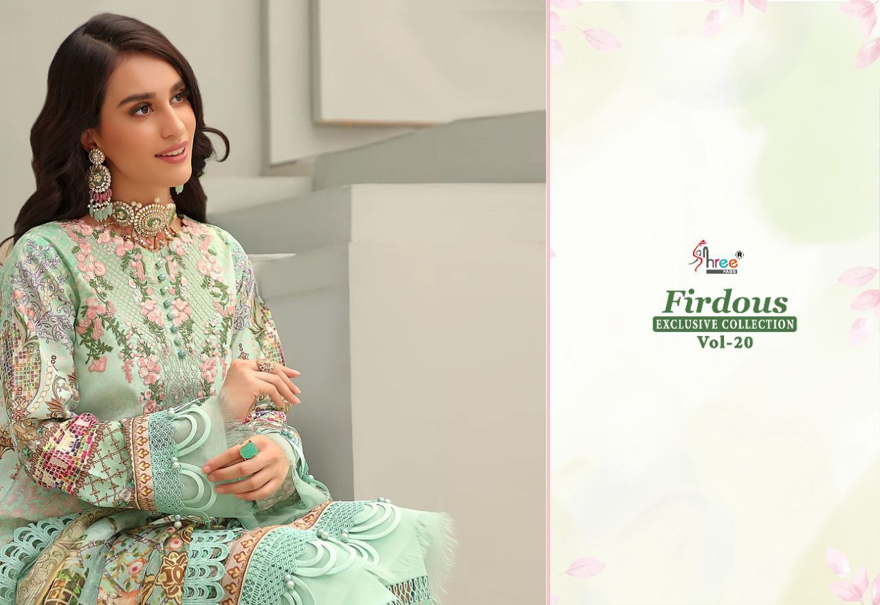 shree fabs firdous exclusive collection vol 20 pure jam cotton salwar suit with chiffon dupatta catalog