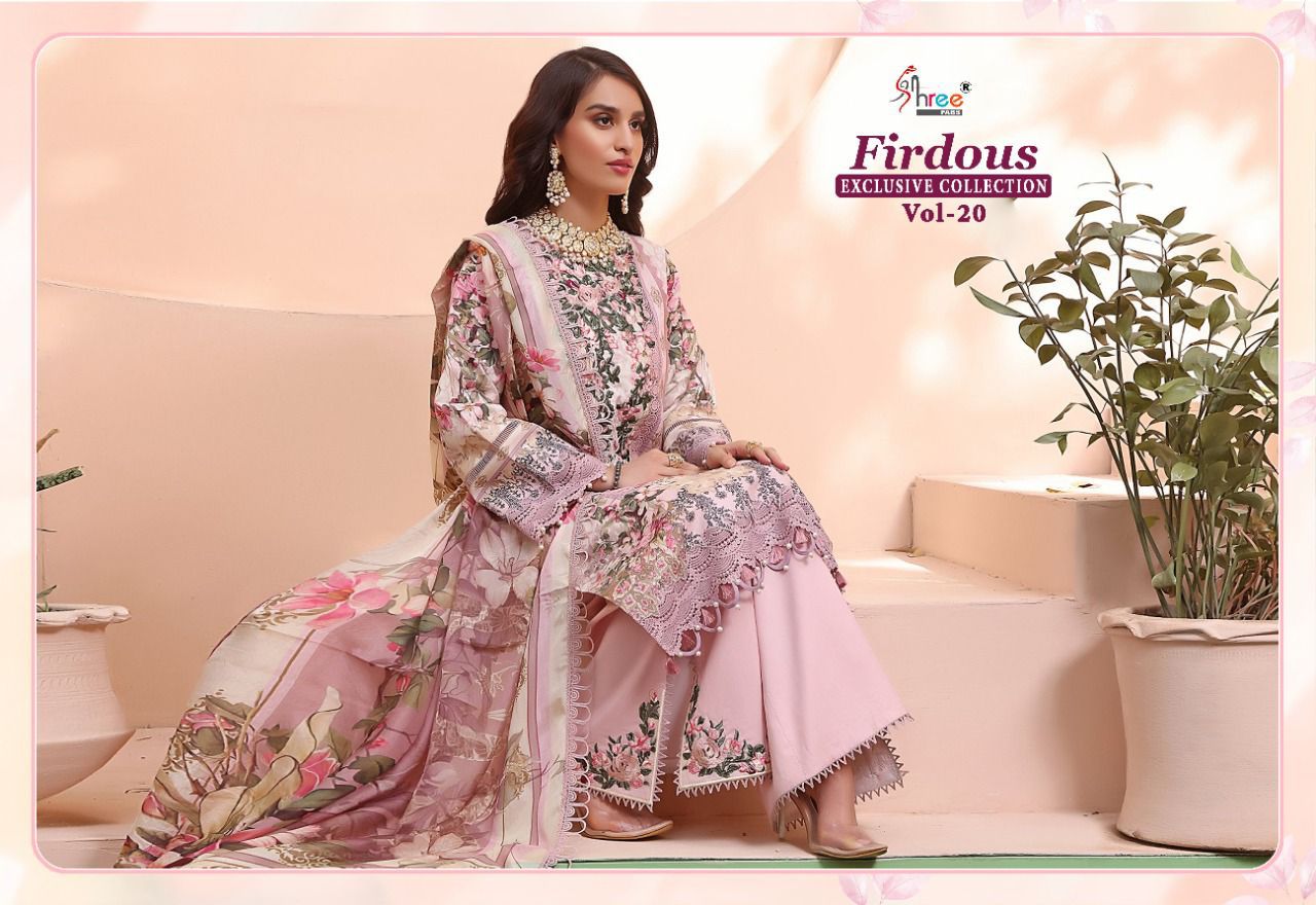 shree fabs firdous exclusive collection vol 20 pure jam cotton salwar suit with chiffon dupatta catalog