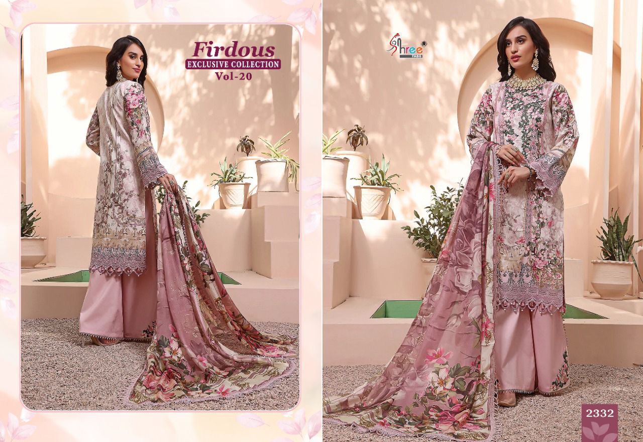 shree fabs firdous exclusive collection vol 20 pure jam cotton salwar suit with chiffon dupatta catalog