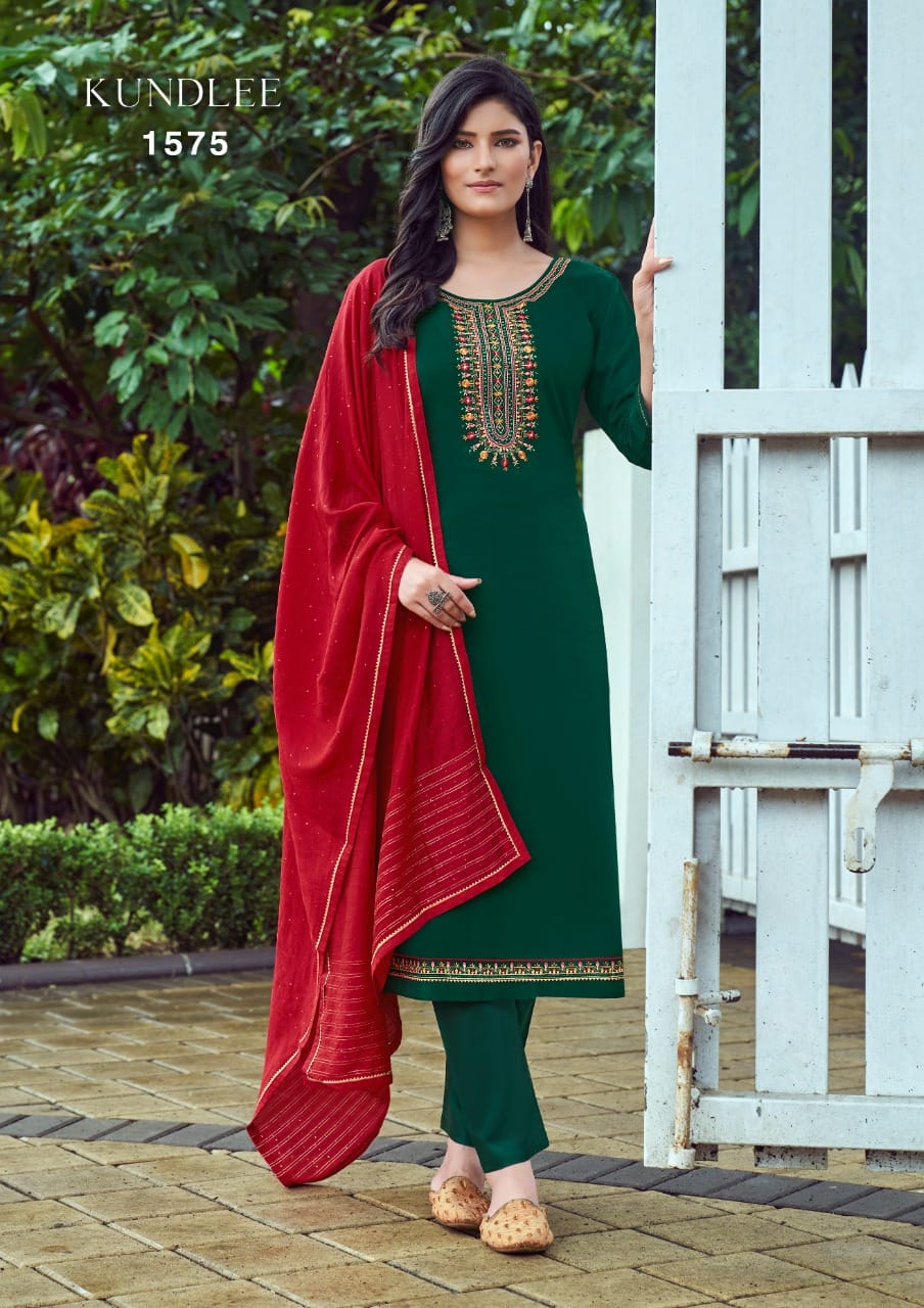 triple aaa kundlee parampara silk elegant look salwar suit catalog