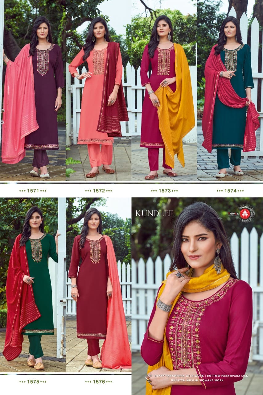 triple aaa kundlee parampara silk elegant look salwar suit catalog