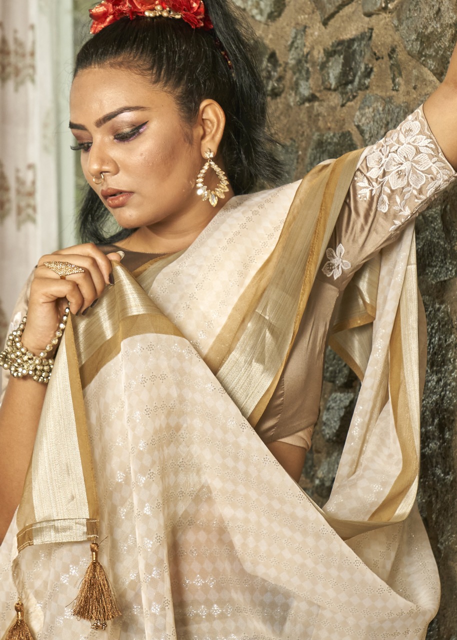 triveni iconic organza elegant look saree catalog