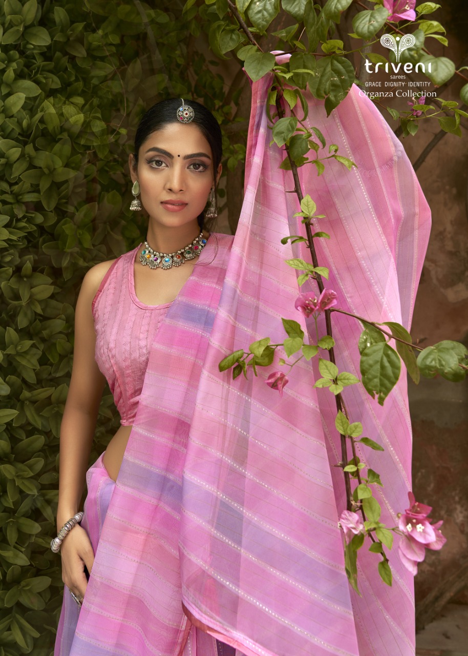 triveni saree arth organza gorgeous print saree catalog