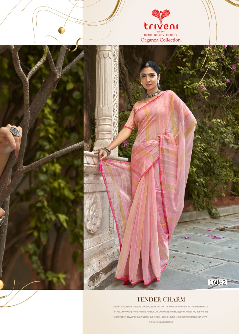 triveni saree arth organza gorgeous print saree catalog