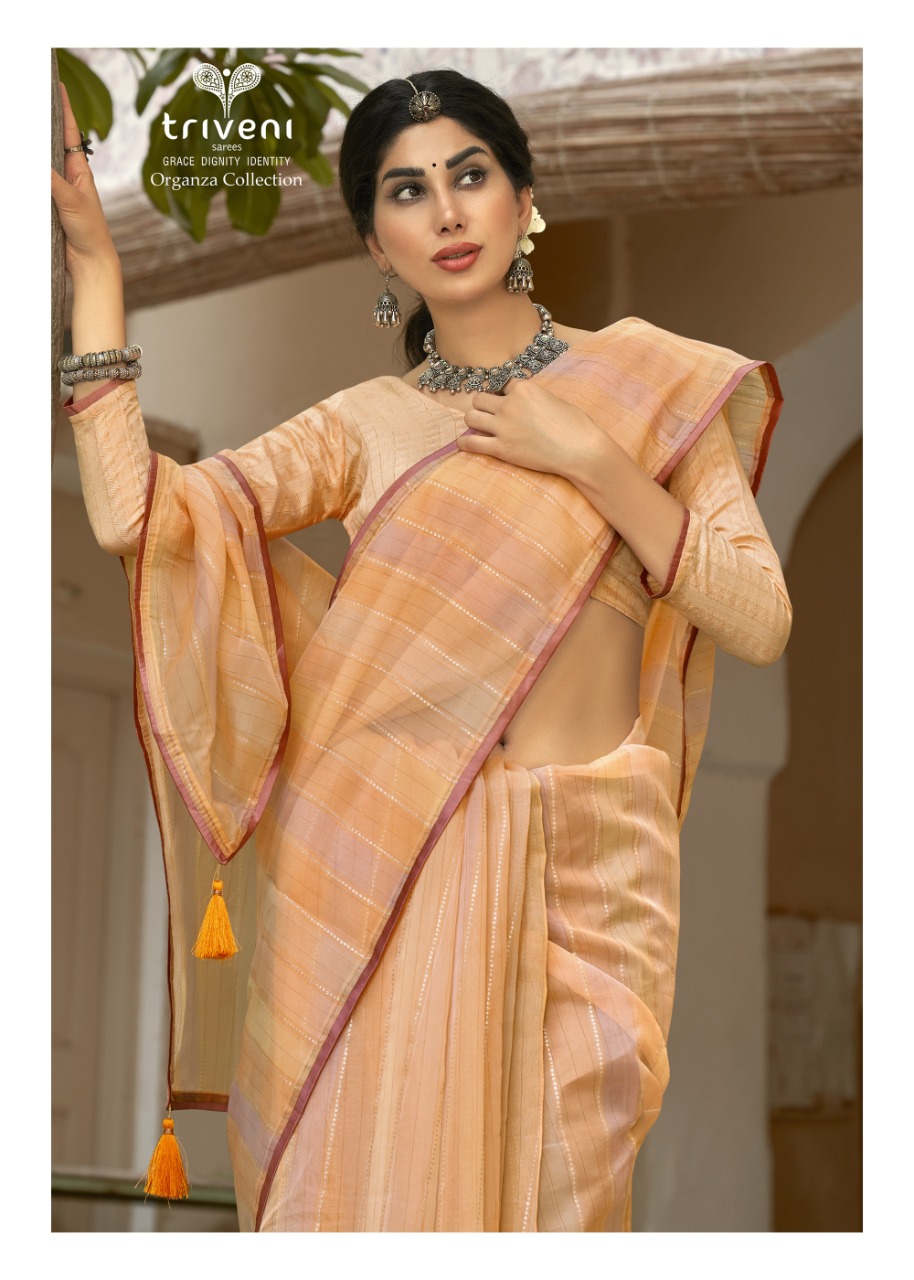 triveni saree arth organza gorgeous print saree catalog