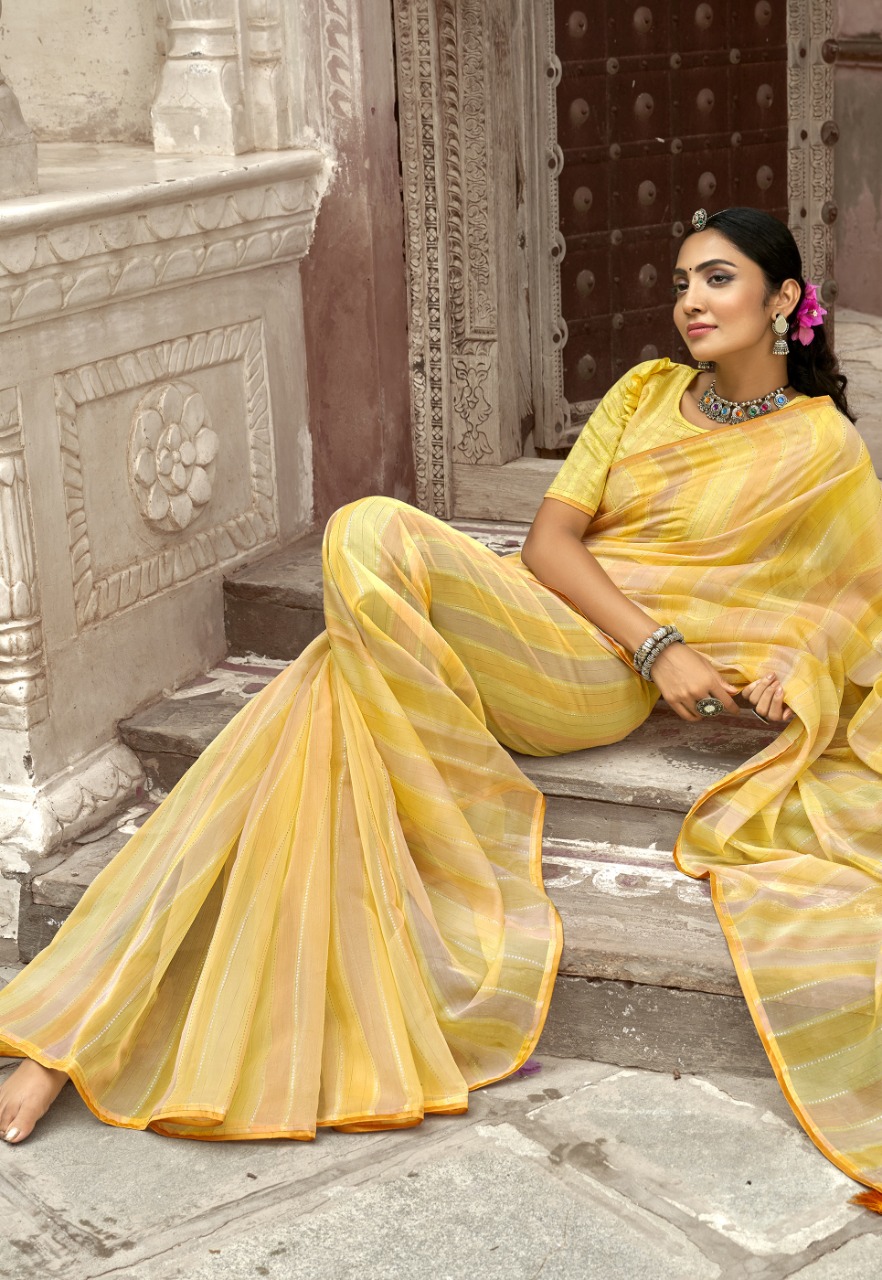 triveni saree arth organza gorgeous print saree catalog