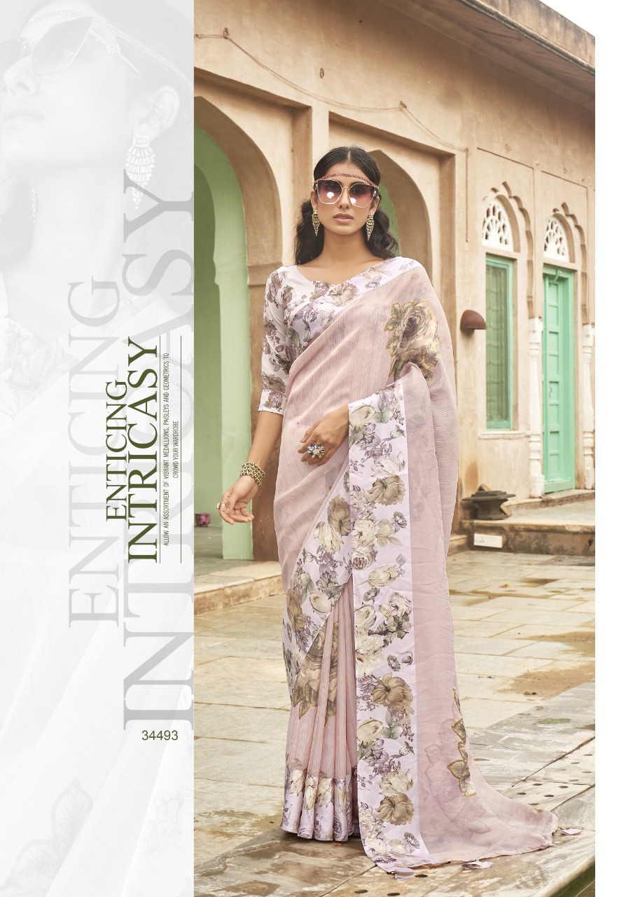 triveni saree kaashi organza innovative print saree catalog