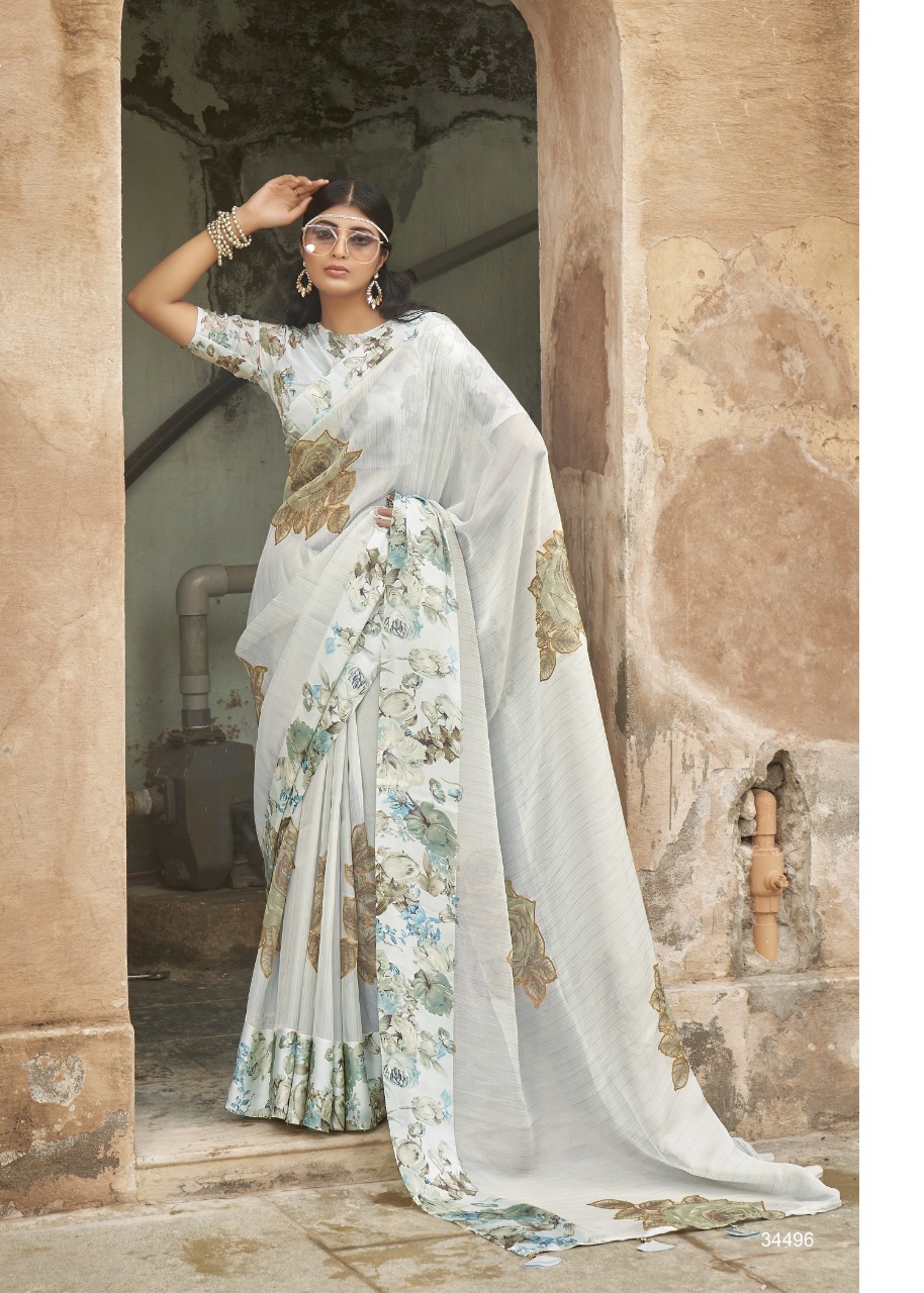 triveni saree kaashi organza innovative print saree catalog