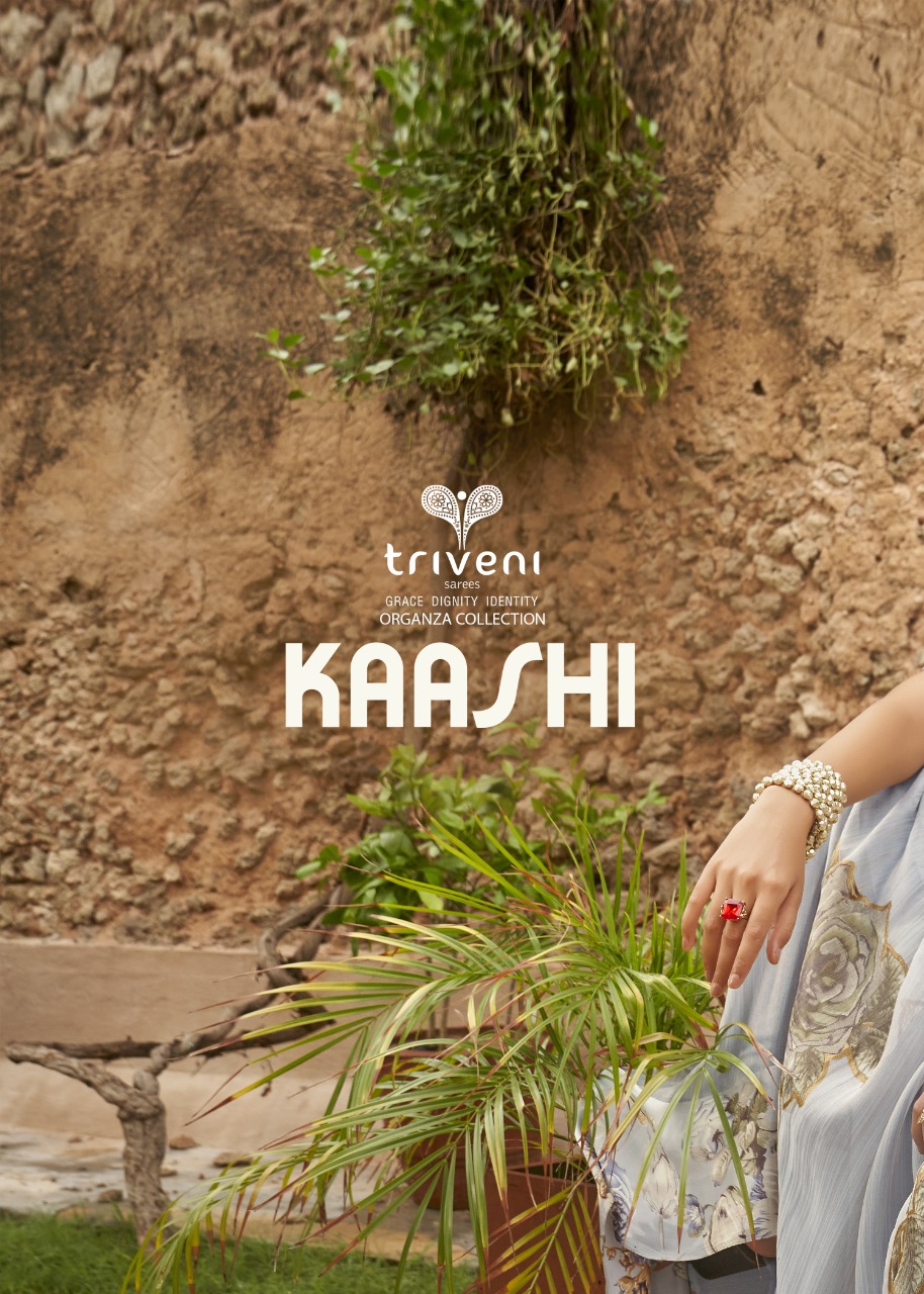 triveni saree kaashi organza innovative print saree catalog