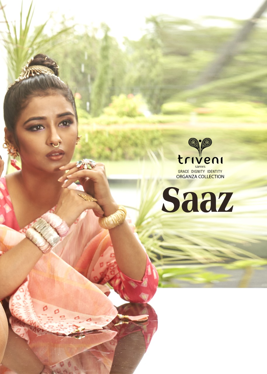 triveni saree saaz organza elegant saree catalog