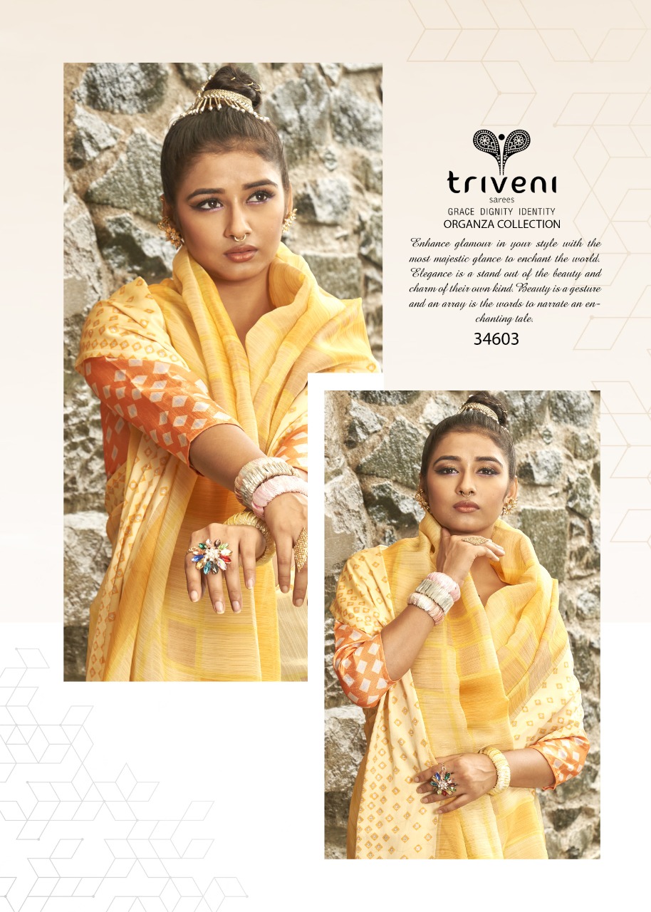 triveni saree saaz organza elegant saree catalog