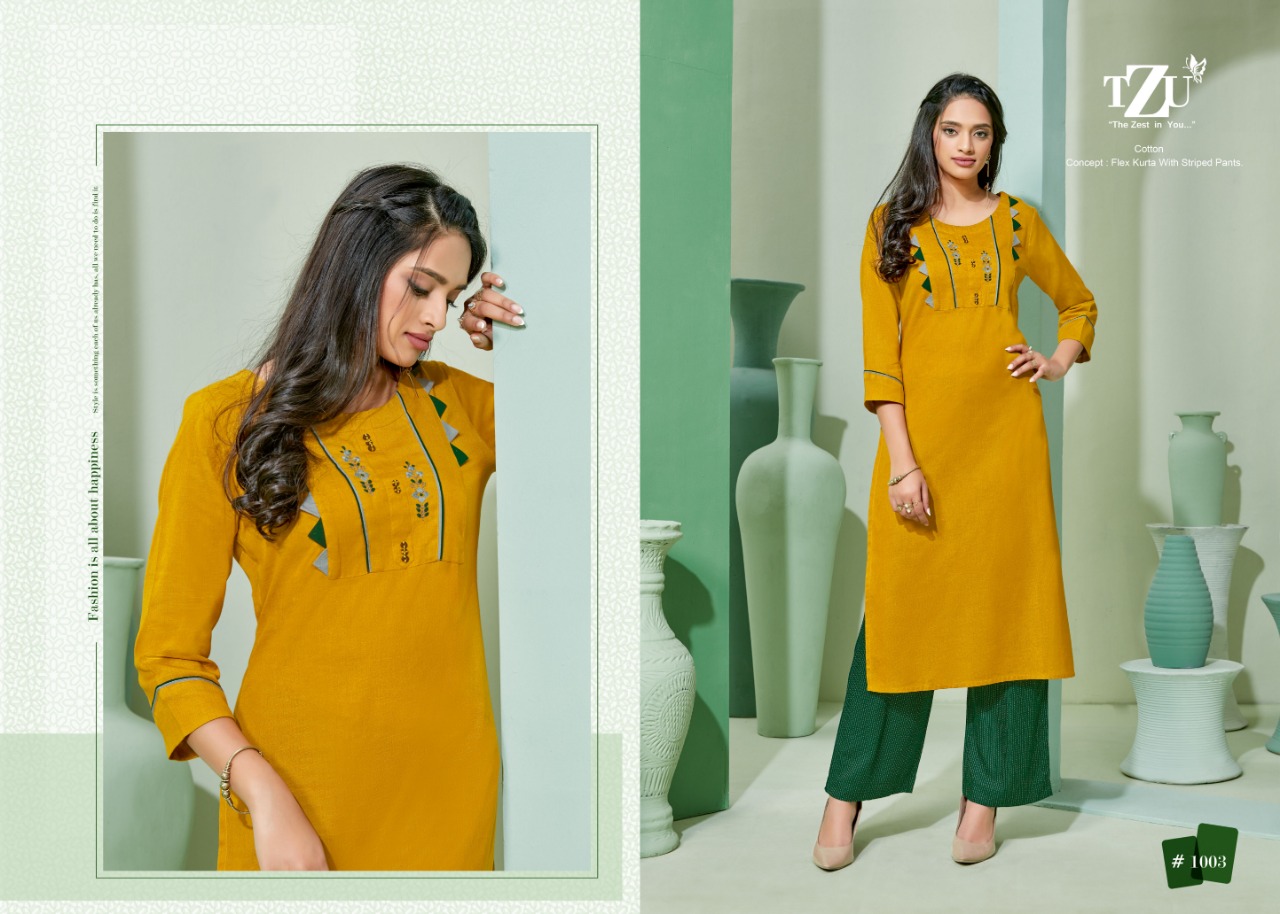 tzu eshana 1001 to 1004 cotton new and modern style top with pant catalog