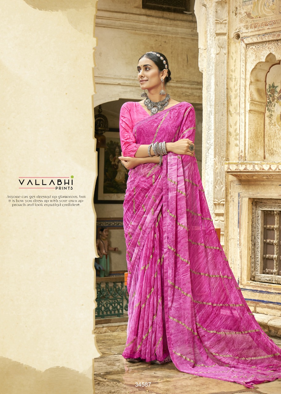 vallabhi print beginning Georegette Print exclusive print saree catalog