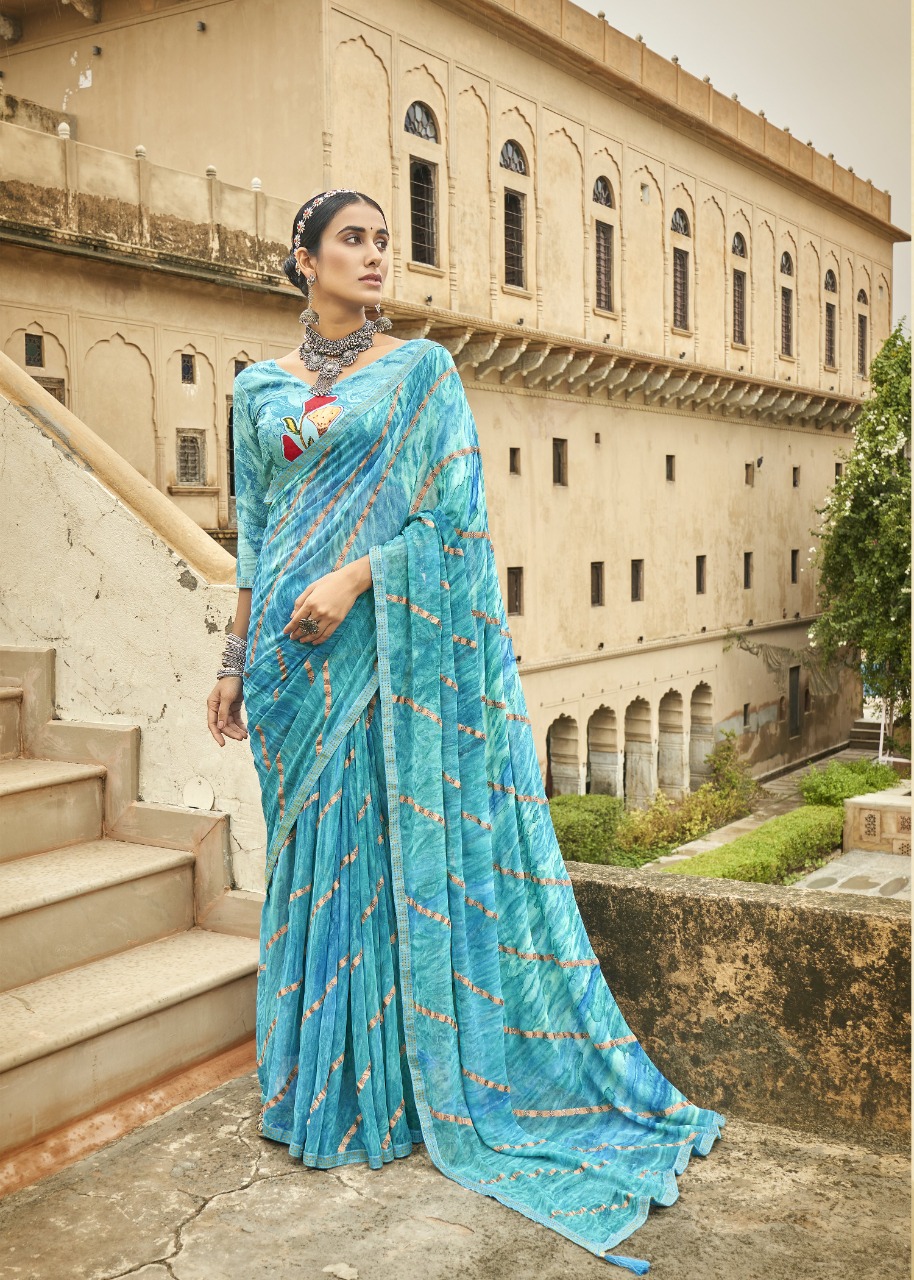 vallabhi print beginning Georegette Print exclusive print saree catalog