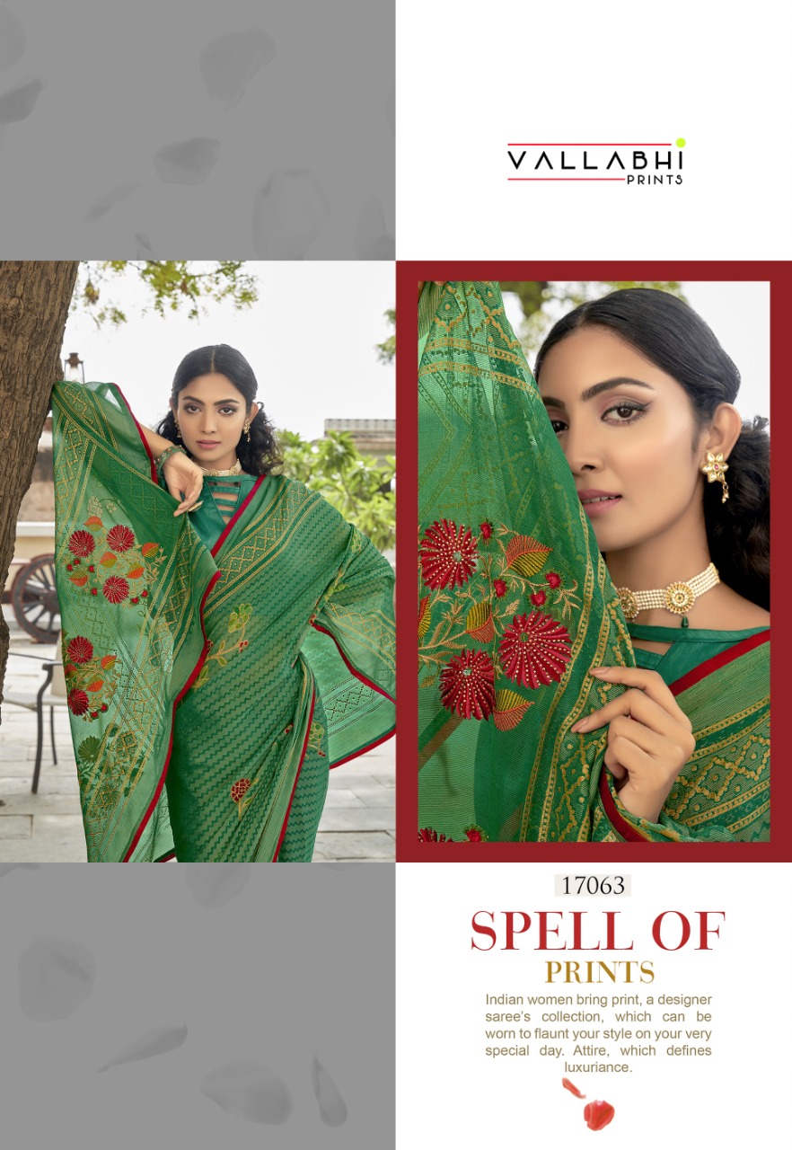 vallabhi print mirisha Brasso exclusive print saree catalog