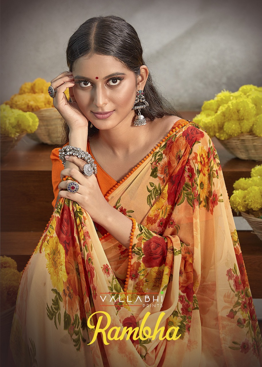 vallabhi print rambha Weightless Print elegant look saree catalog