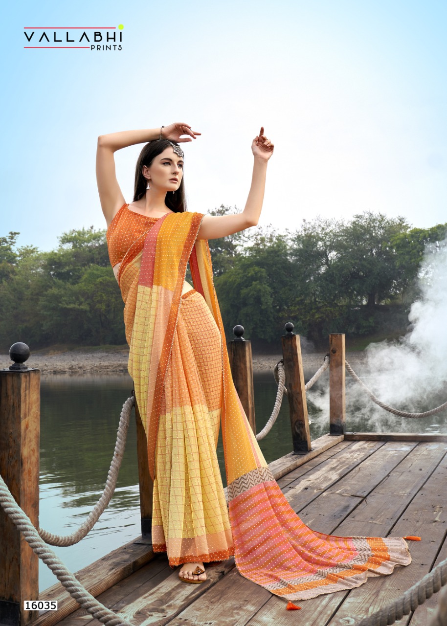 vallabhi print saadgi georgette decent print saree catalog