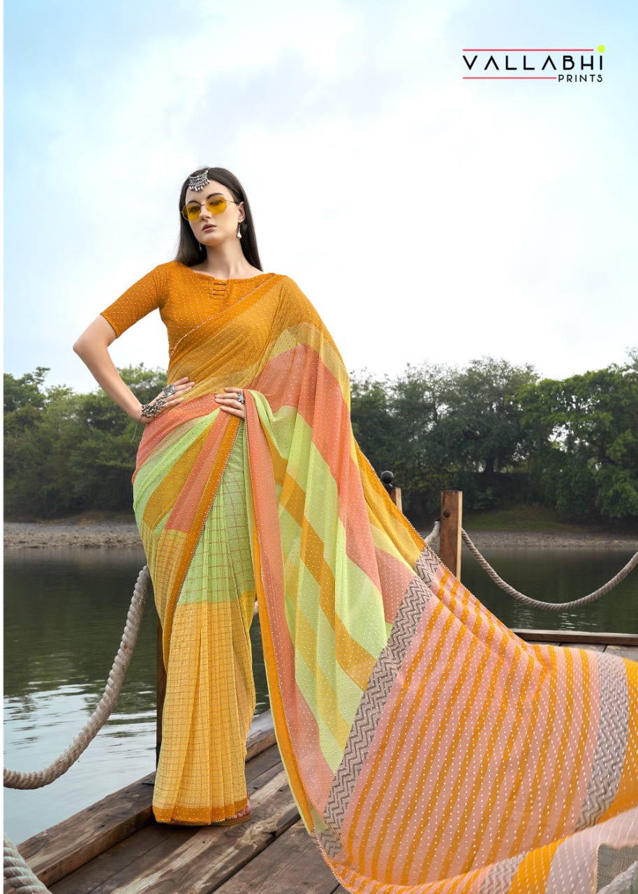 vallabhi print saadgi georgette decent print saree catalog