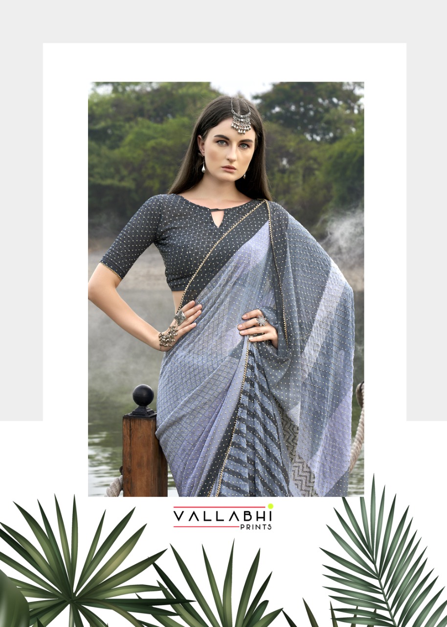 vallabhi print saadgi georgette decent print saree catalog