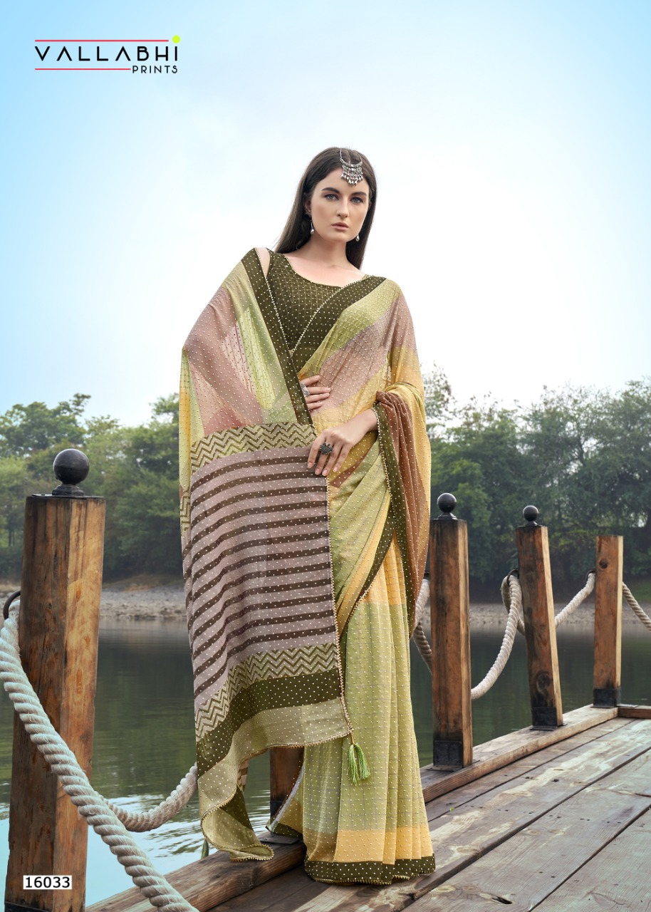 vallabhi print saadgi georgette decent print saree catalog