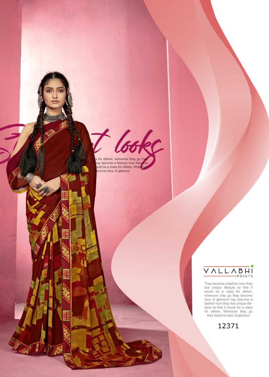 vallabhi print sonmarg Georegette Print exclusive print saree catalog