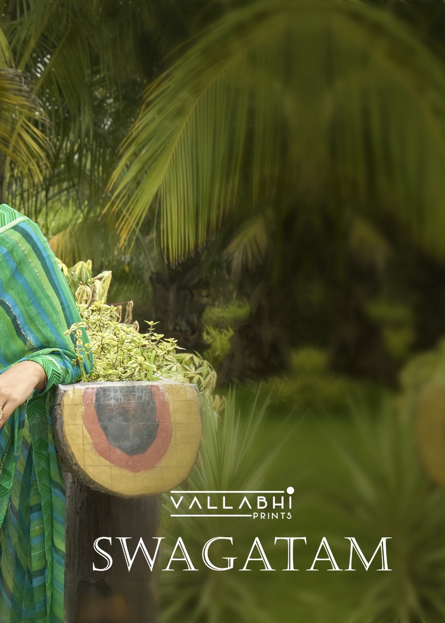 vallabhi print swagatam georgette attractive saree catalog