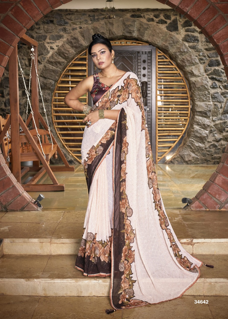 vallabhi print tathastu Georegette  exclusive print saree catalog