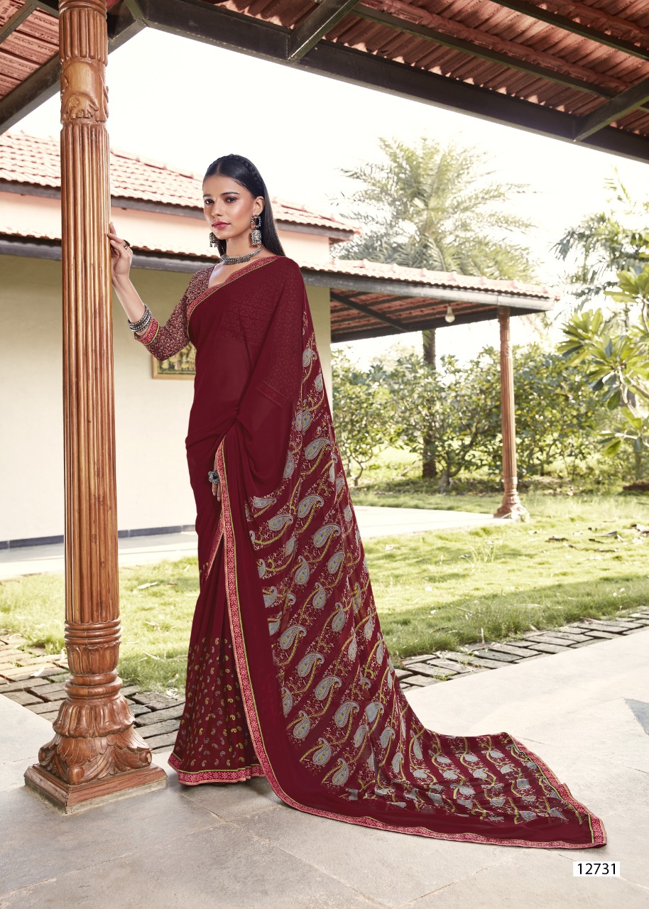 vallabhi print yalgaar georgette decent look saree catalog