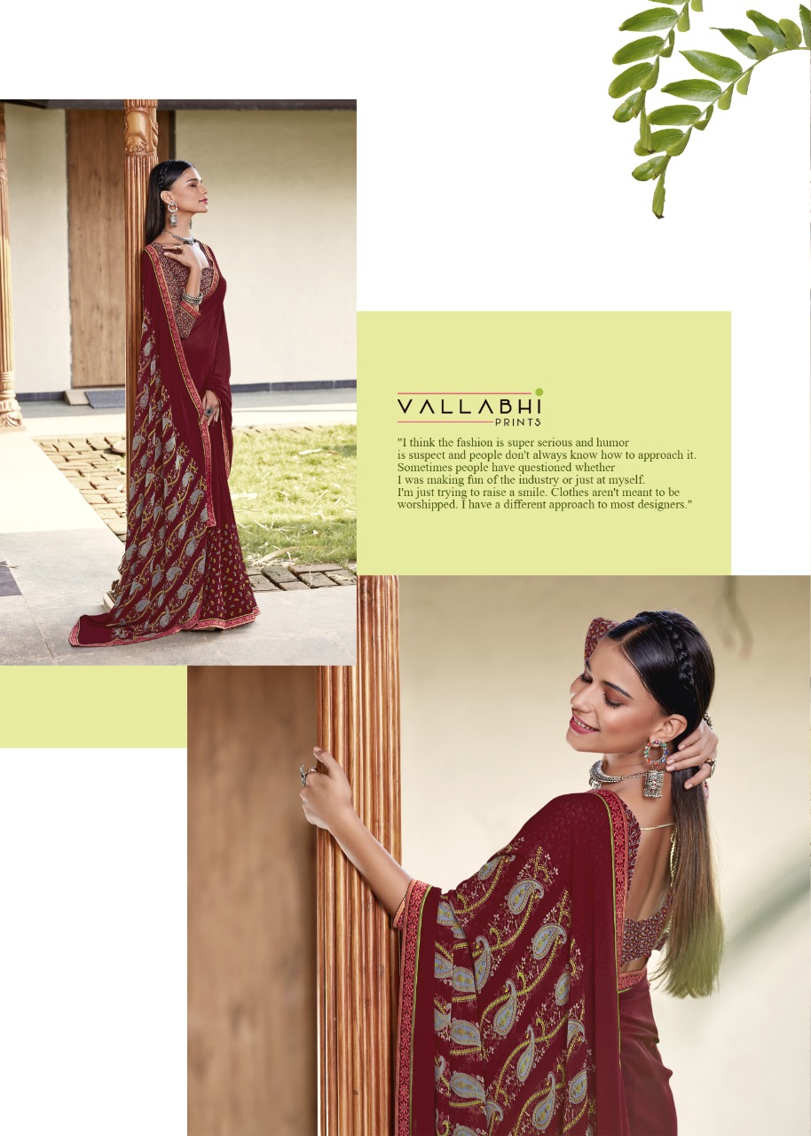 vallabhi print yalgaar georgette decent look saree catalog