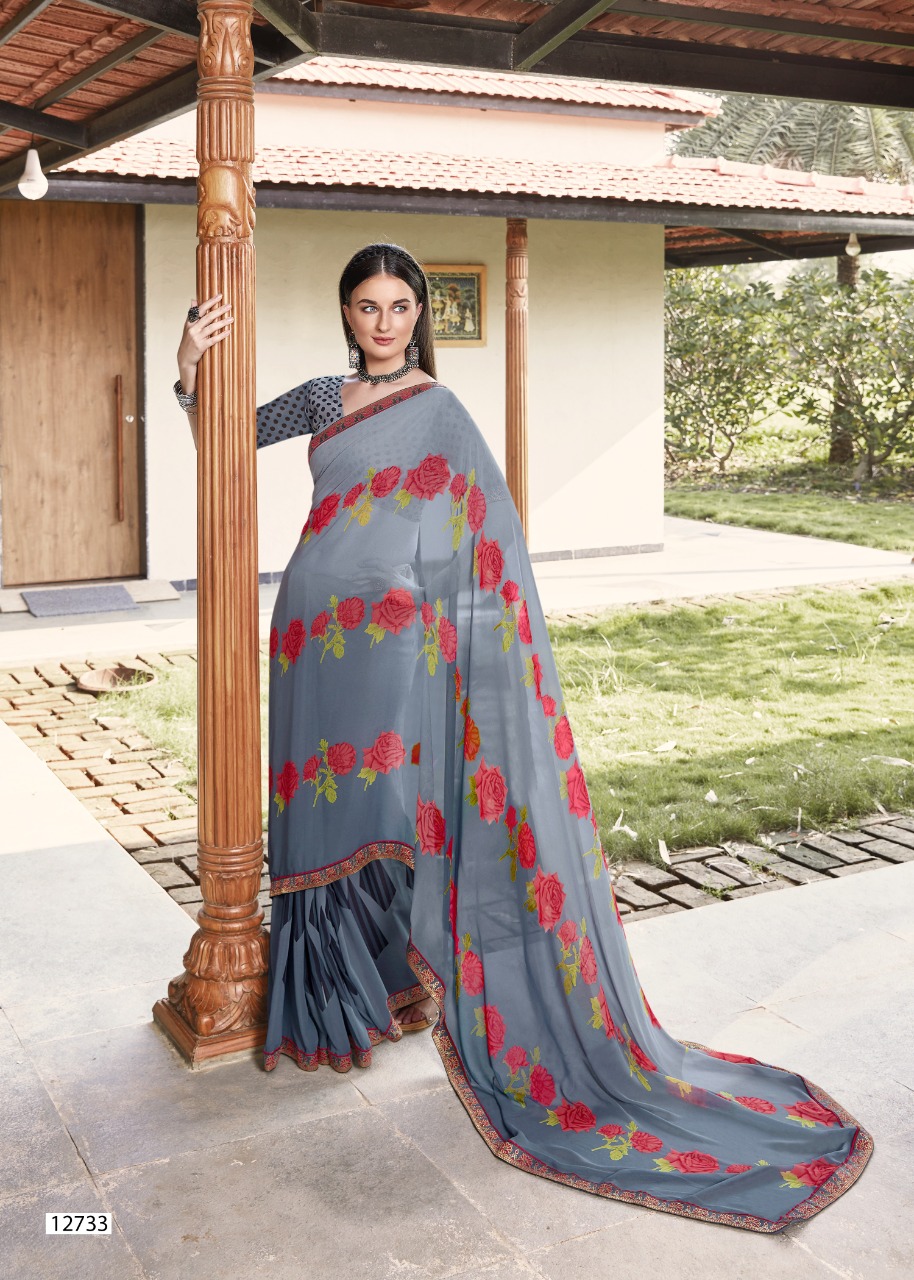 vallabhi print yalgaar georgette decent look saree catalog