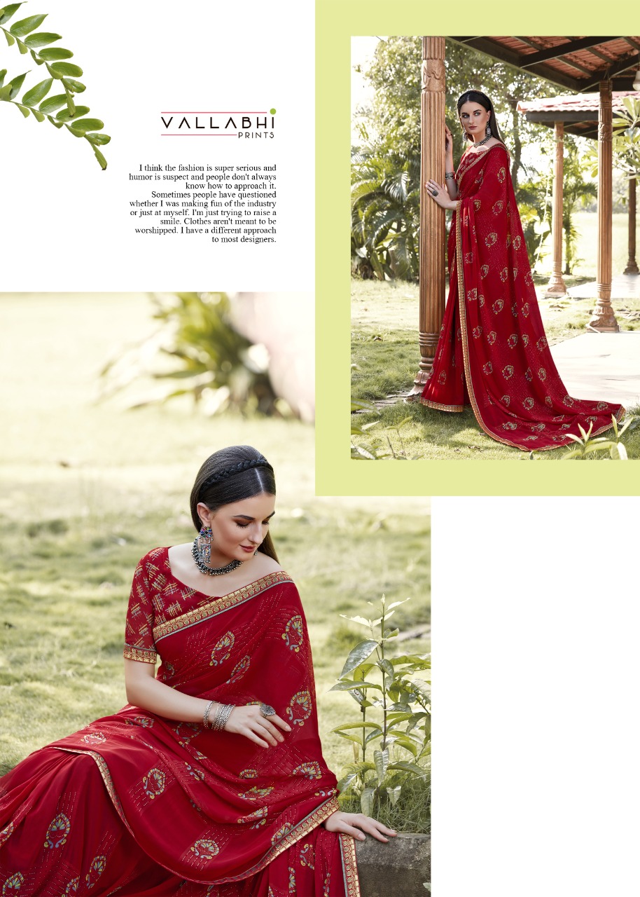 vallabhi print yalgaar georgette decent look saree catalog