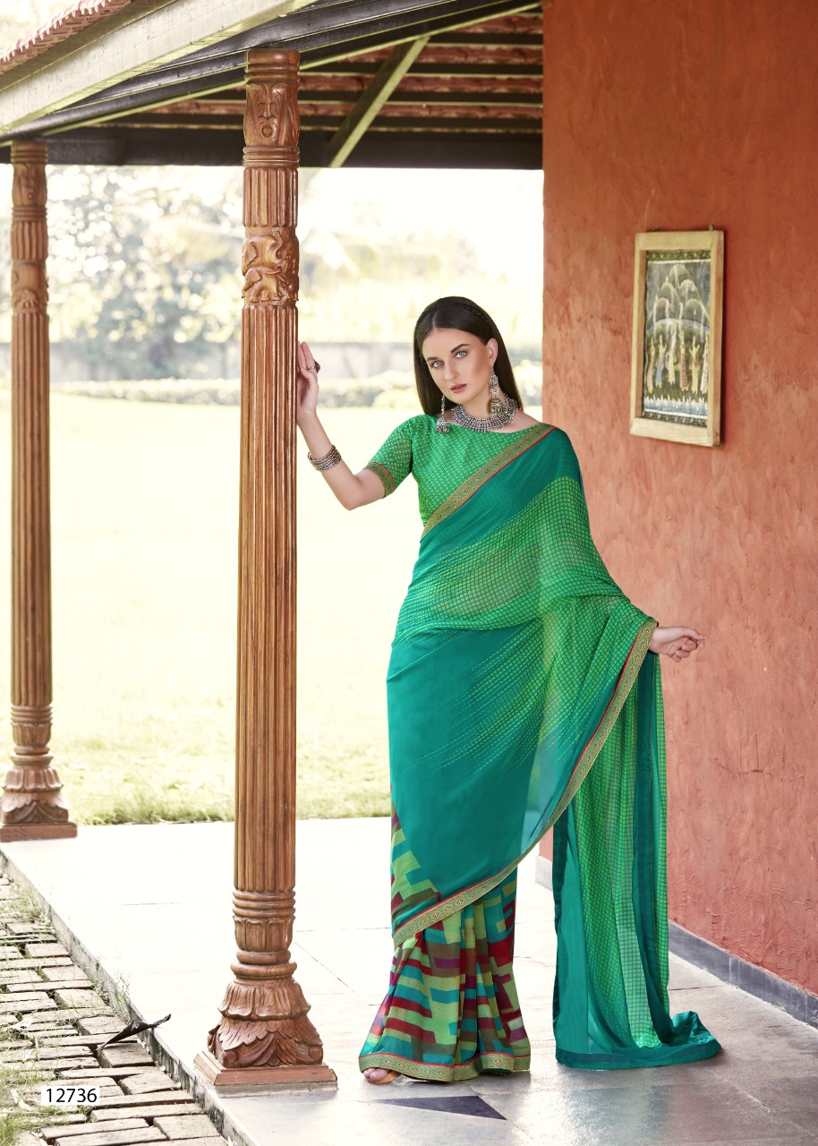 vallabhi print yalgaar georgette decent look saree catalog