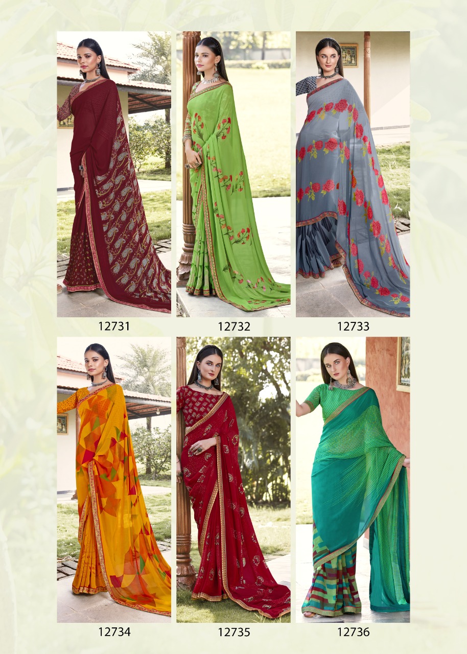 vallabhi print yalgaar georgette decent look saree catalog