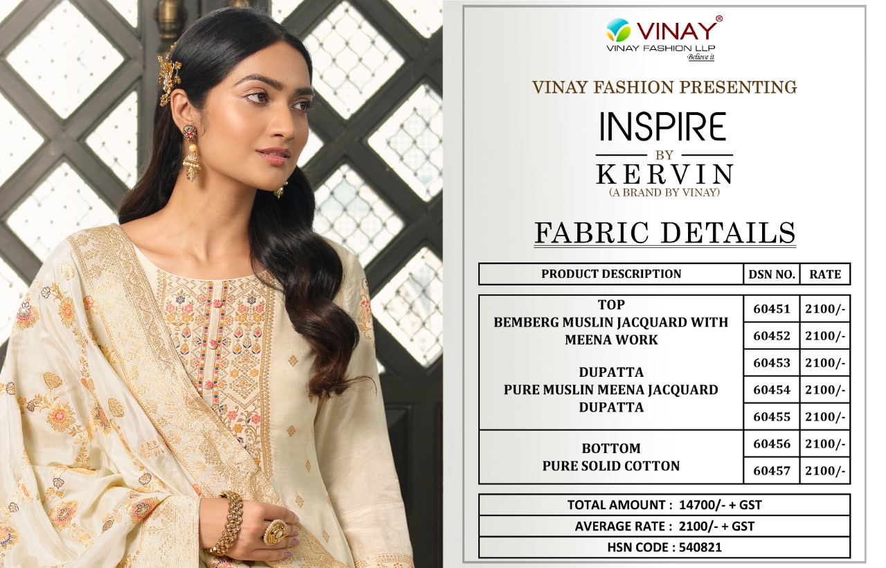 vinay fashion kervin inspire bemberg attractive salwar suit catalog