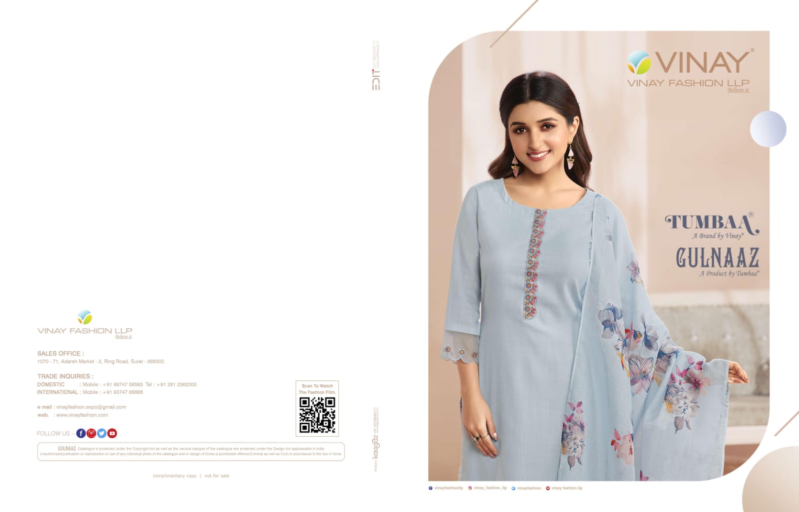 vinay fashion Tumbaa gulnaaz linen gorgeous look salwar suit catalog