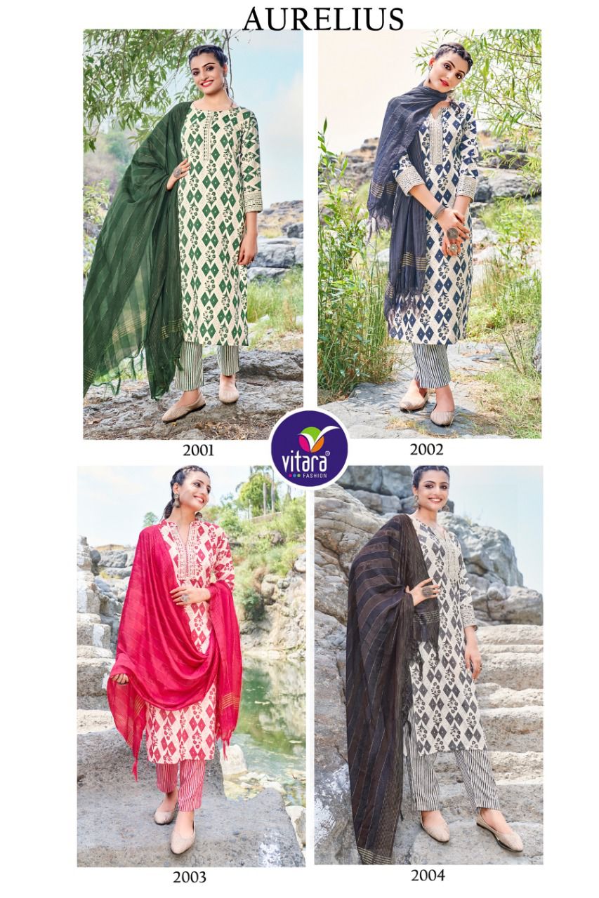 vitara fashion aurelius capsul  new and modern style top pant with dupatta catalog