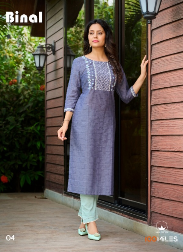 100 miles binal cotton decent look kurti catalog