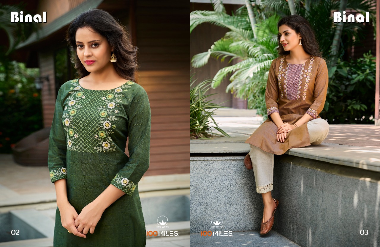 100 miles binal cotton decent look kurti catalog