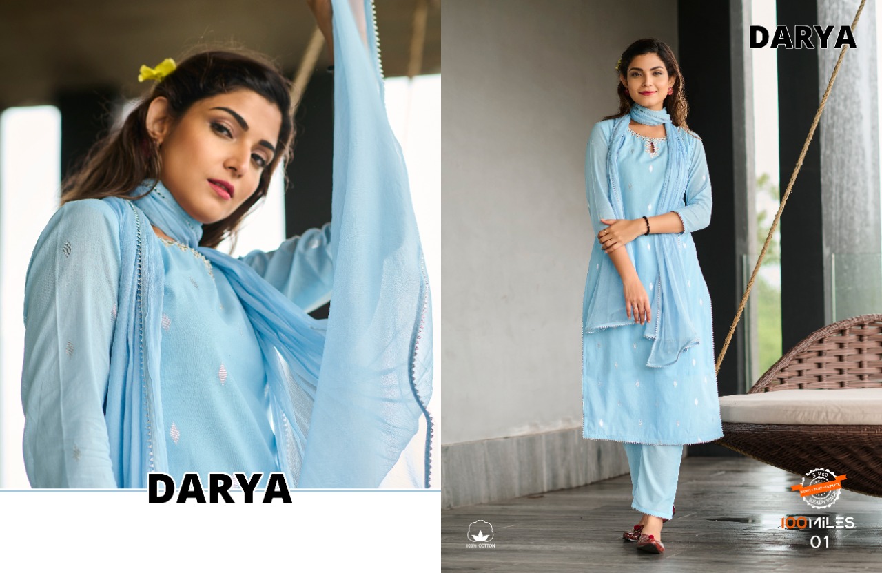 100 miles darya cotton new and modern style top bottom with dupatta catalog