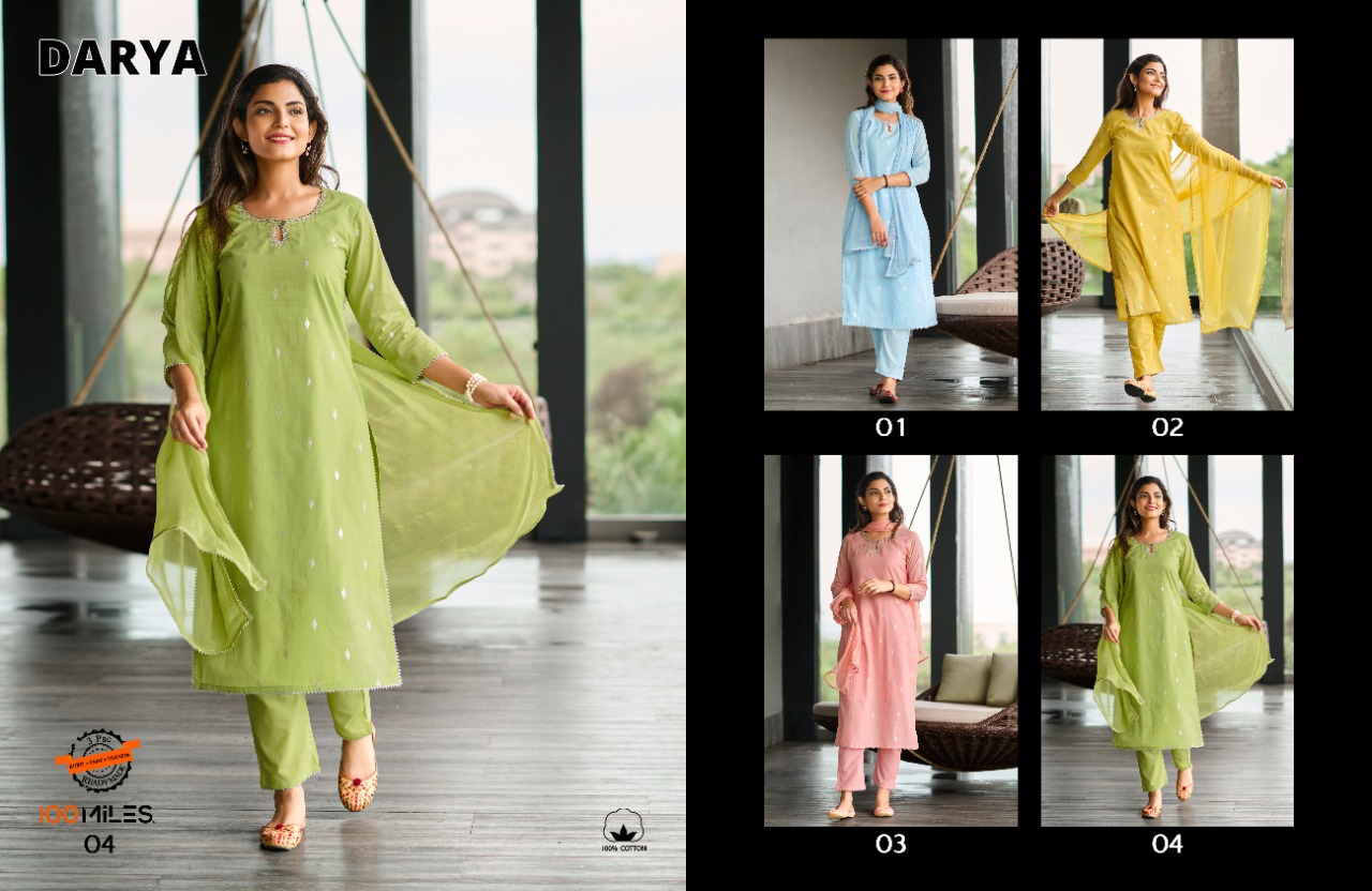 100 miles darya cotton new and modern style top bottom with dupatta catalog